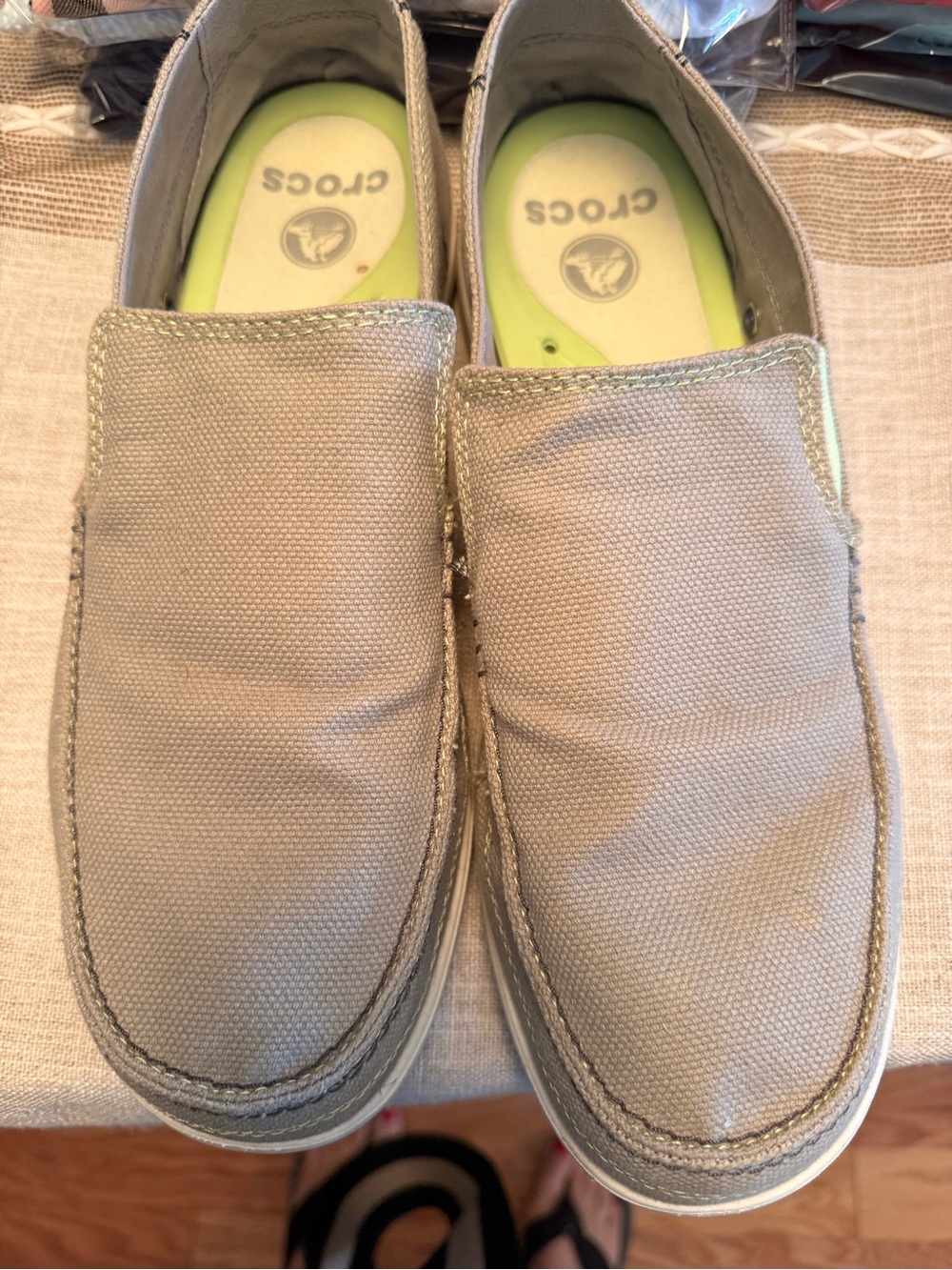 CROCS Men's Light Khaki Canvas Slip-On Loafers